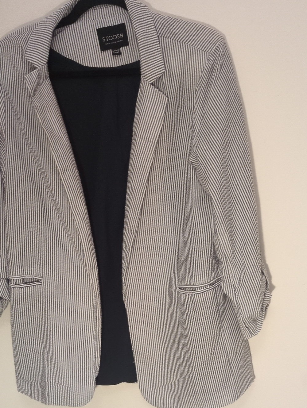 Stoosh Women's Blue & White Striped Blazer